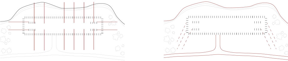 Der Grundriss des Kolumbariums ermöglicht einen geschützen Ausblick in die Natur