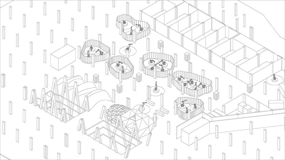 The Smart Manufactory is seperate into office pavilions production lines and storage.